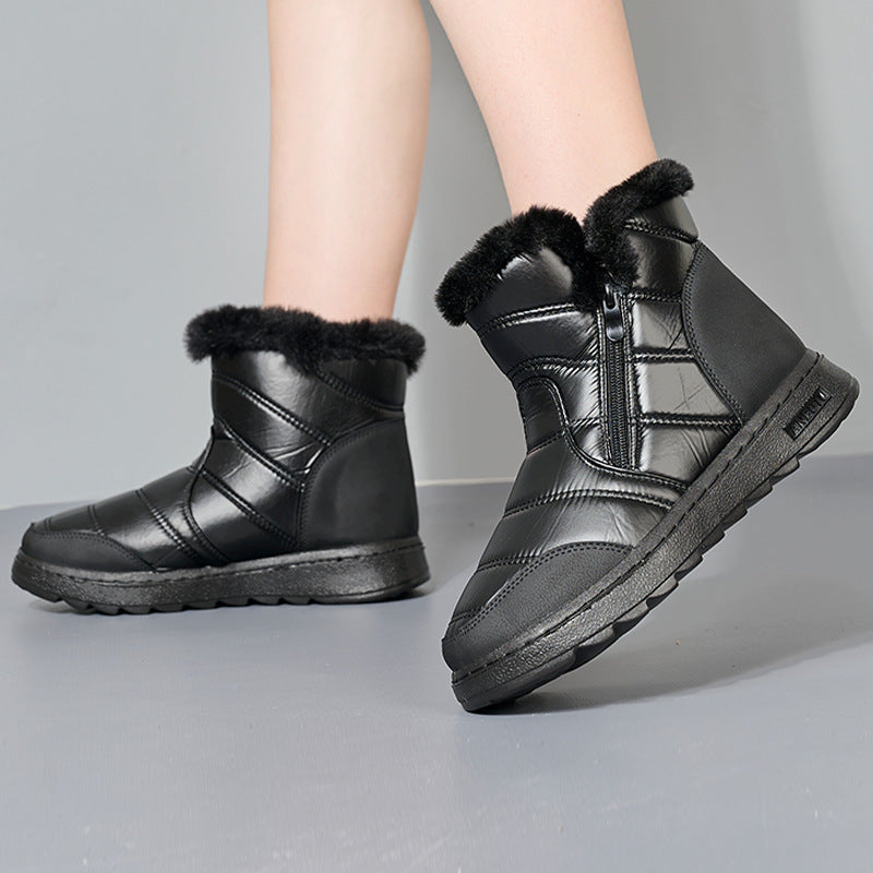 bottes d’hiver femme, bottes hautes polaire noir