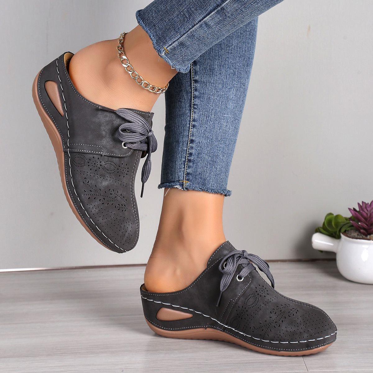 Mules Baskets à Lacets