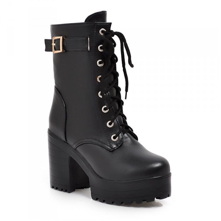 Bottines à lacets et boucle