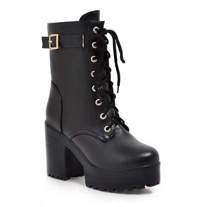 Bottines à lacets et boucle