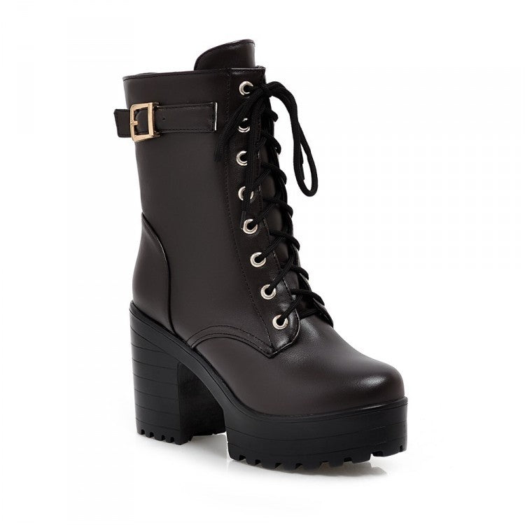 Bottines à lacets et boucle
