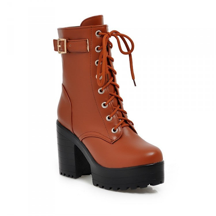 Bottines à lacets et boucle