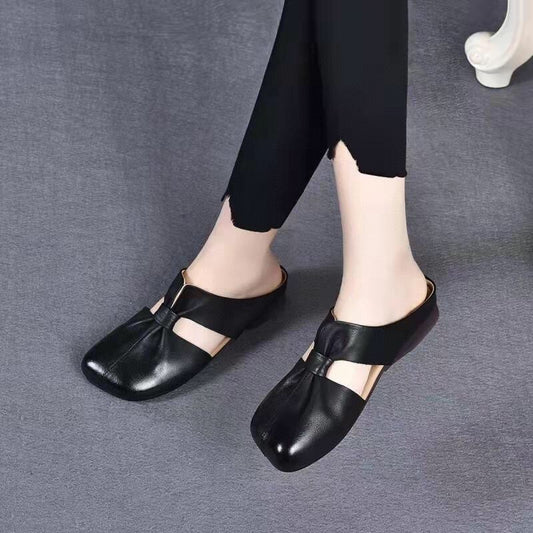 Sandales Rétro en Cuir Véritable