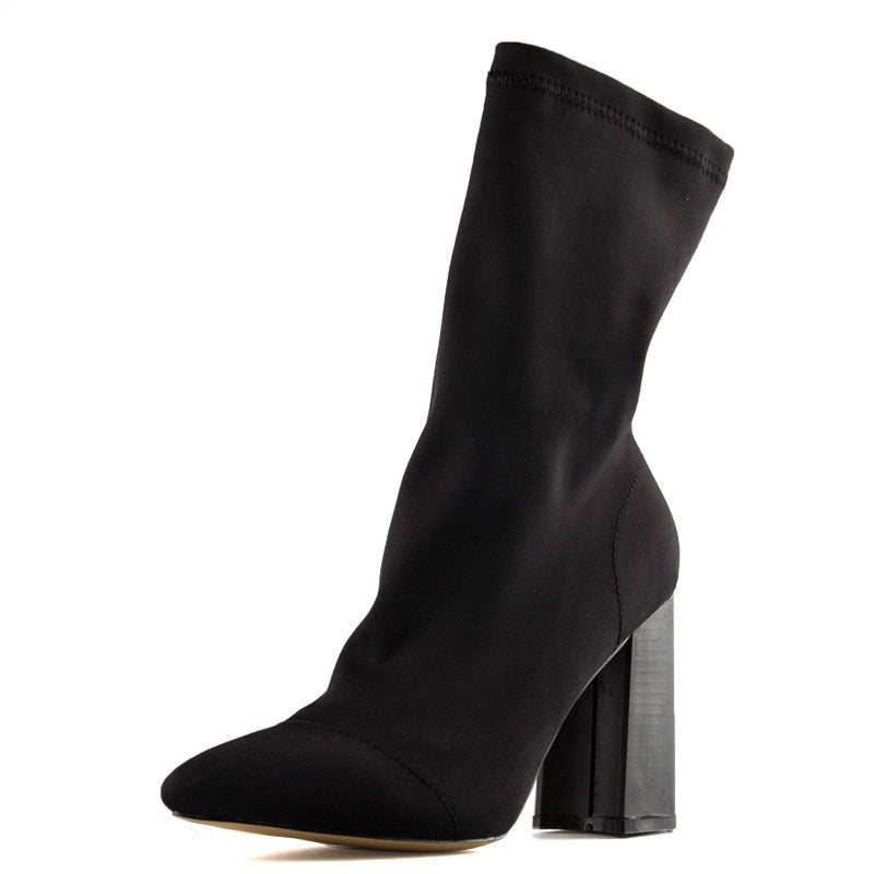 Bottes à Talons Épais en Laine