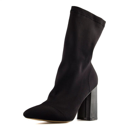 Bottes à Talons Épais en Laine