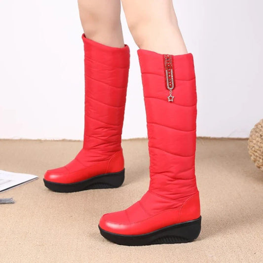 Bottes d'Hiver Hautes à Semelle Compensée