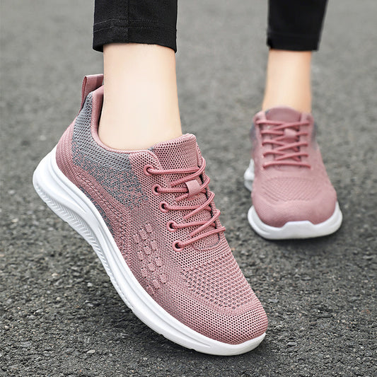 Sneakers décontractés pour femme en tissu gris avec laçage